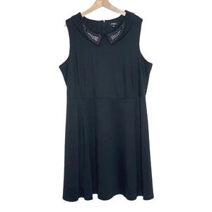 Elementz‎ woman 3X black sleeveless midi dress with beaded collar Whimsigoth